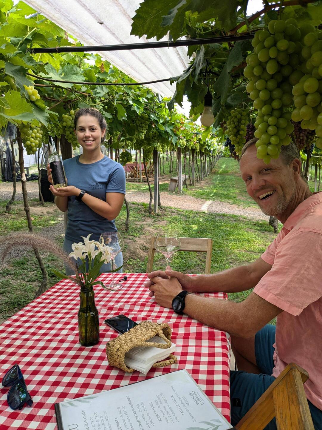 Tasting under the grapes