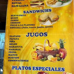 Speisekarte vom Mittagessen