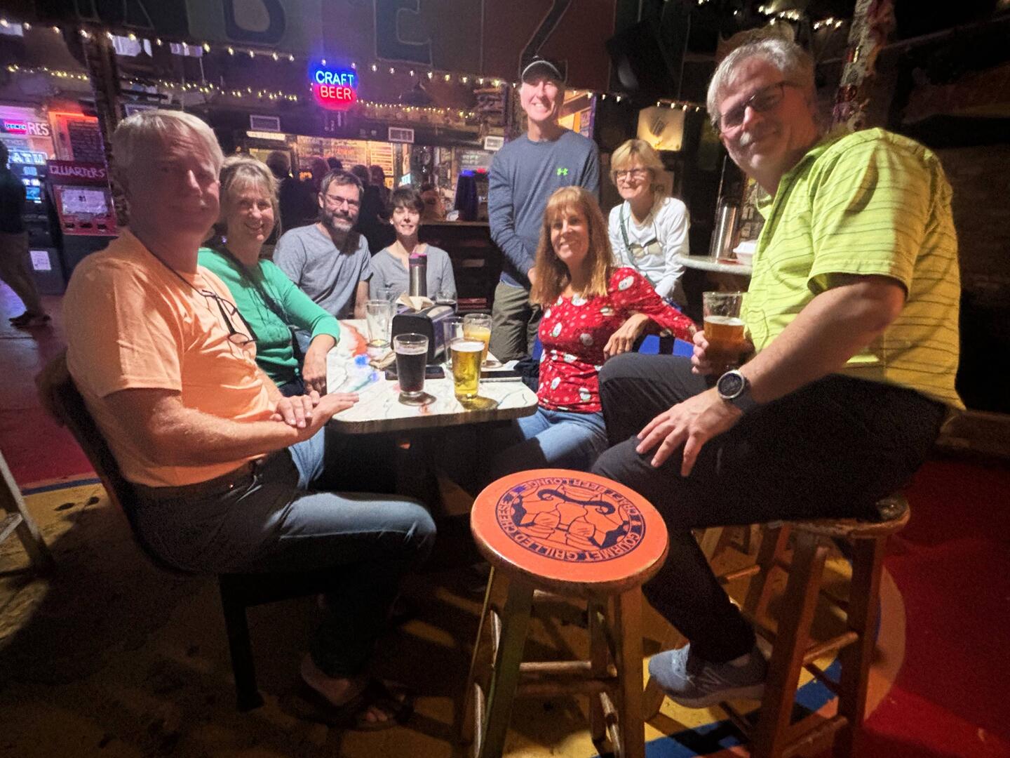 Enjoying grilled cheeses at Sarbez's