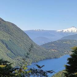 View over Tinquilco Lake to Villarrica Volcano