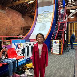 Super brave little girl. She had a couple attempts at the gravity slide but just couldn't let go!