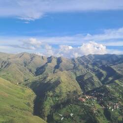 View from the plane skimming over the andes