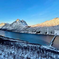 Bridge with the tunnel through the mountain