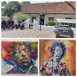 Fort Kochi; David Hall Contemporary Art Gallery and Cafe / Jimi Hendrix paintings