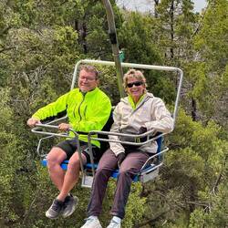 Riding up the chairlift with Pato