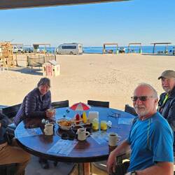 Sunday breakfast with JD & Caroline joining Sharon, Randy & me