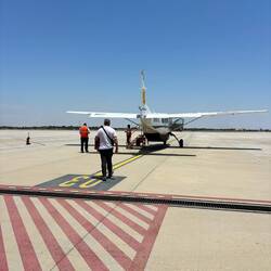 Brad heading to the plane to fly over the Nazca Lines
