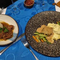 Beef rangdang and Duo of meat. 10/10.