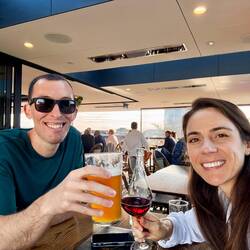 Drinks at Mr Brightside rooftop. Chris got a local beer and Chels opted for a local Pinot Noir