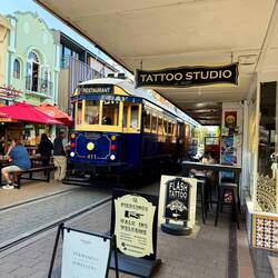 Here comes the tram! This particular tram was actually a dining experience!