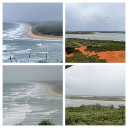 Blick vom Leuchtturmhügel auf unseren Weg hin und zurück. Eine atemberaubende Kulisse.