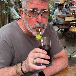 Taking a break for a Chicha morada made from purple corn and lemonade