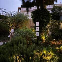 There's a garden courtyard before entering