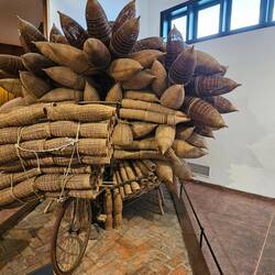 Bamboo wizardry meets bicycle-balance mastership.