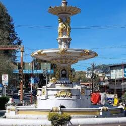 Charring Cross, a major road intersection in Ooty; the Adams Fountain is a public display fountain
