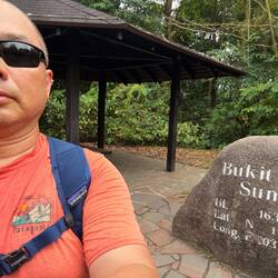 Just a selfie at the summit of Singapore's tallest peak.