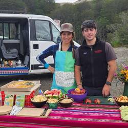 Fabulous colorful lunch at the top of the pass (Dinah & Matias)