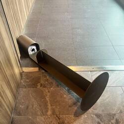 Sanitizing stations knocked over