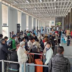 The only place with a queue was our flight.