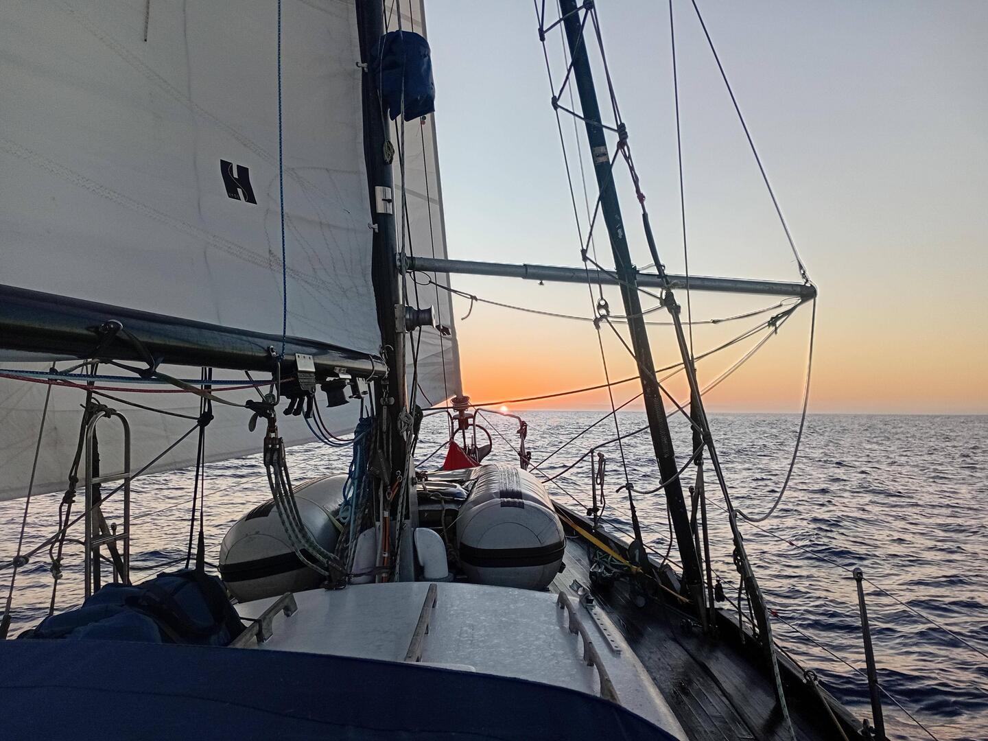 Sunrise over Kleppers bow. On the East Coast