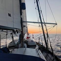Sunrise over Kleppers bow. On the East Coast