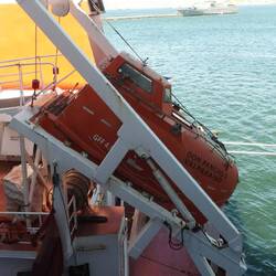 Escape pod ready to launch should fire break out on this refuelling ship