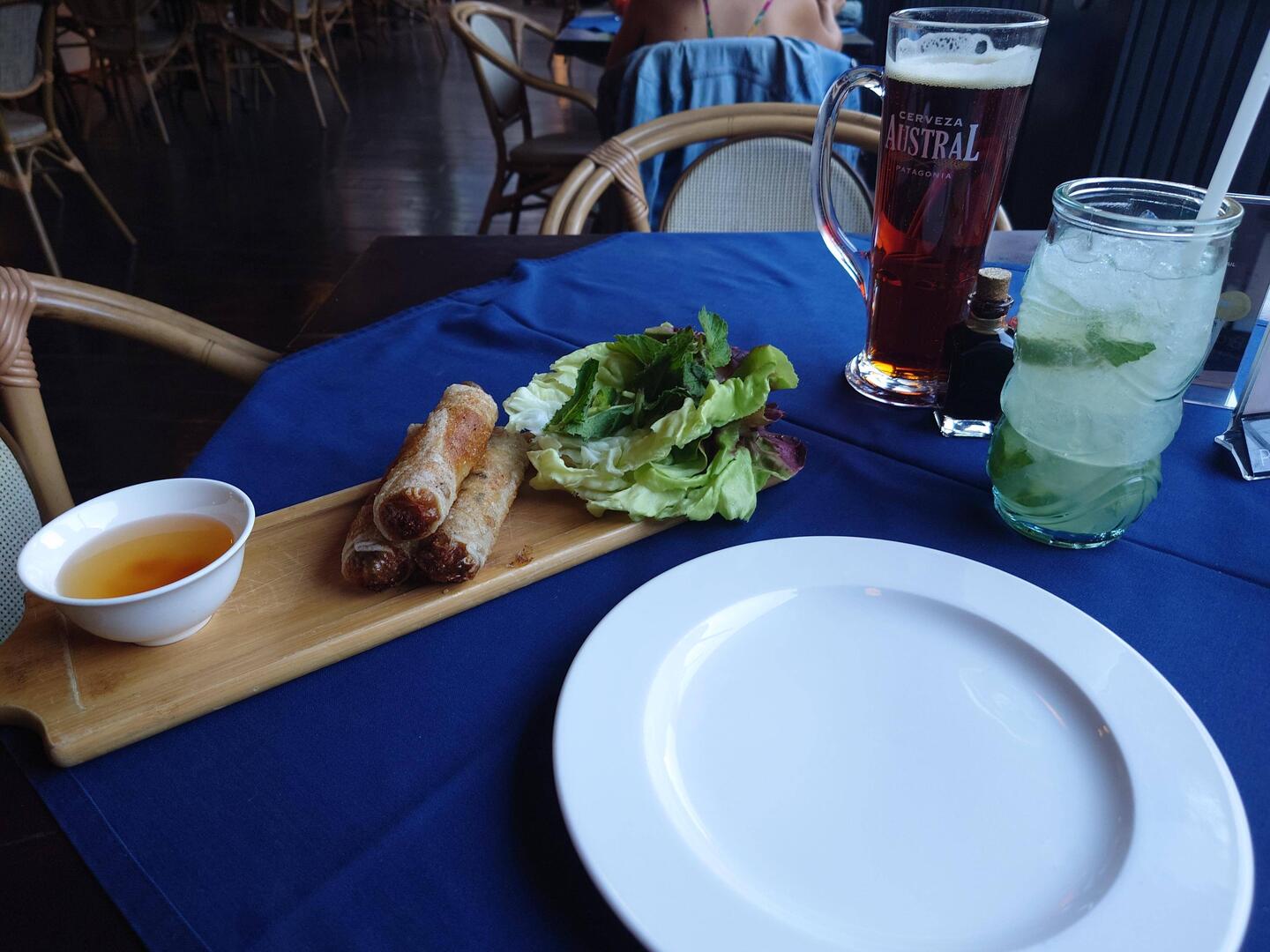 Pork and shrimp rolls 🤪, oh and an obligatory mojito and local beer