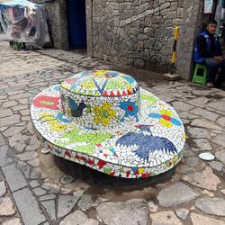 Benches outside the market