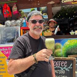 Sampling a Colca Sour made with cactus juice