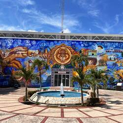 der Innenhof des Stadtgebäudes - am Sonntag mal menschenleer