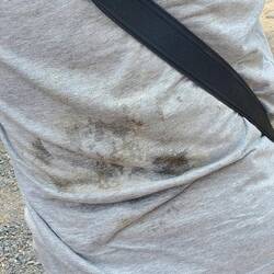 The back of our repository shirt! Evidence that she'd been hugged!!