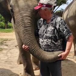 The old boy getting a hug!