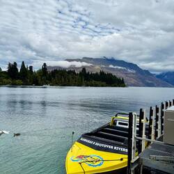 Boarding our jet boat from the Queenstown main marina