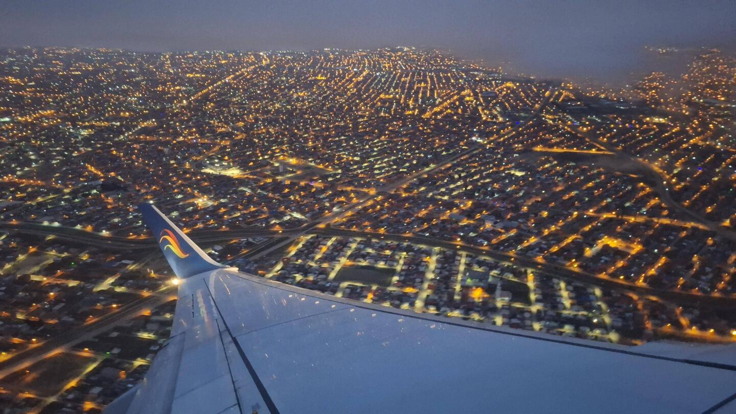 Taking off from La Paz airport.