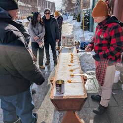 Maple taffy on a stick