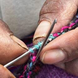 Knitting with crochet hooks