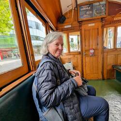 Enjoying the tram ride