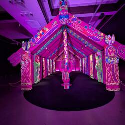 At the city pop up museum - a mega Mauri crochet!