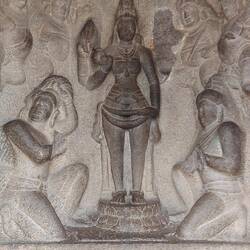 Draupad Ratha (built in the style of a thatched tribal shrine); a Durga Panel inside it