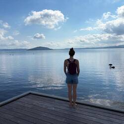 Lake Rotorua und ich, weil Richie schimpft, dass ich nie auf Fotos zu sehen bin