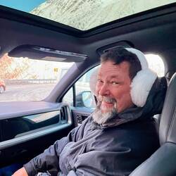 Ron's lovely new earmuffs that he found