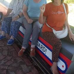 Enjoying our trip on the miniature train