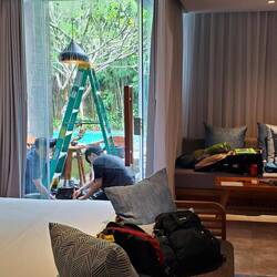 Our patio door didn't slide properly. Likely due to the rain.