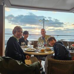 The crew on the terrace for dinner.