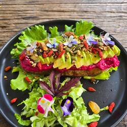 My beet hummus in sourdough bread. ❤️
