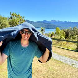 Chris also hiding from the intense midday sun