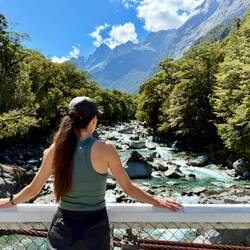 Milford Sound road, including this suspension bridge was a relief project during the depression