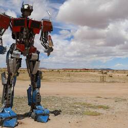 A transformers style sculpture.