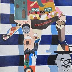 Hier wird Somoza (dem früheren Diktator) symbolisch auf dem Kopf rumgetrampelt.