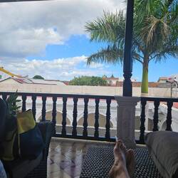 Blick von meinem Sofa über die Dächer von León